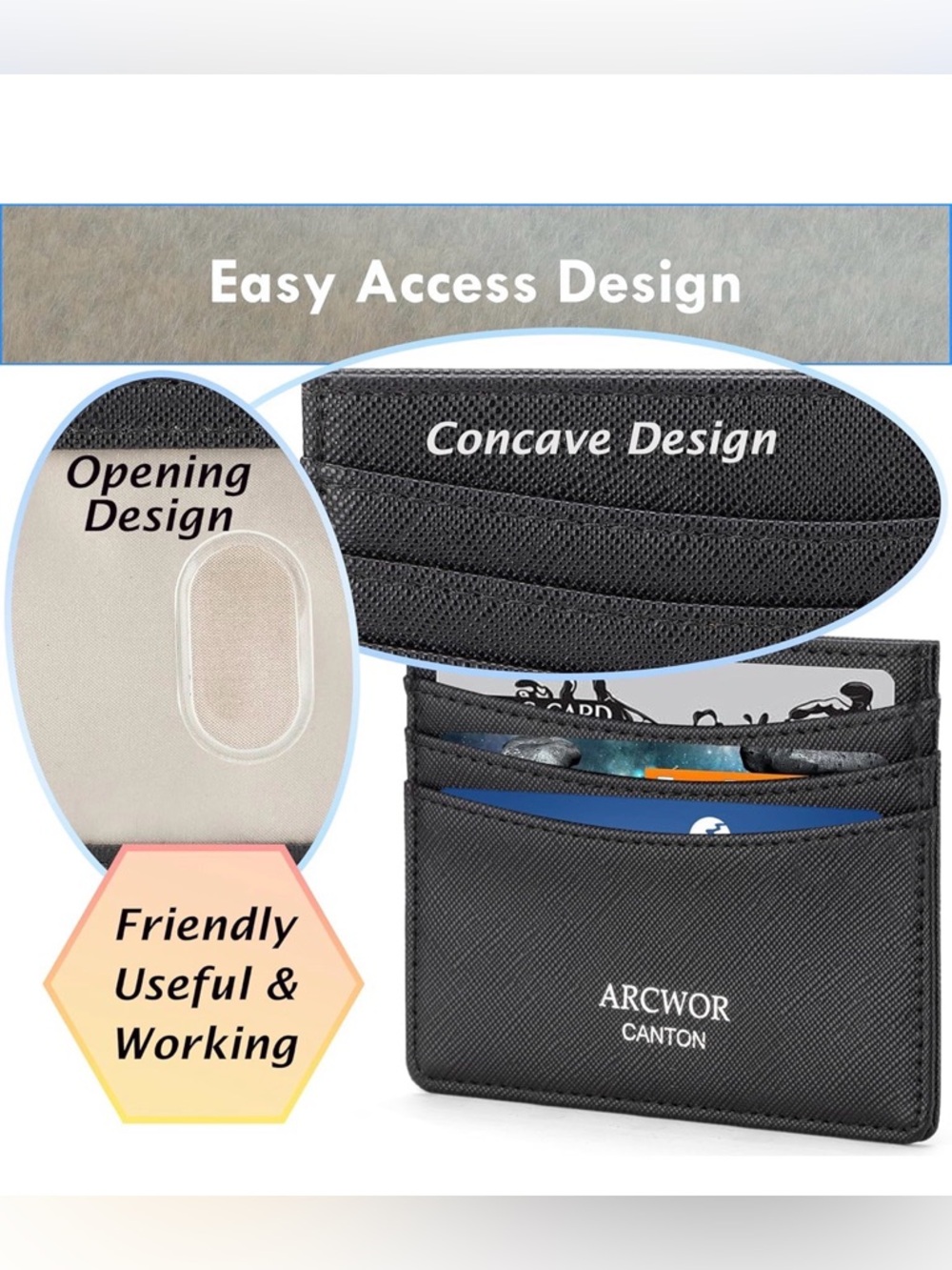 Black Unisex Card Holder - Picture 4 of 7